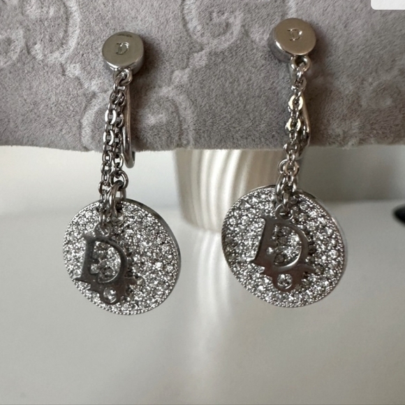 Dior Jewelry - Dior Silver Crystal Drop Clip Earrings/ Gorgeous!